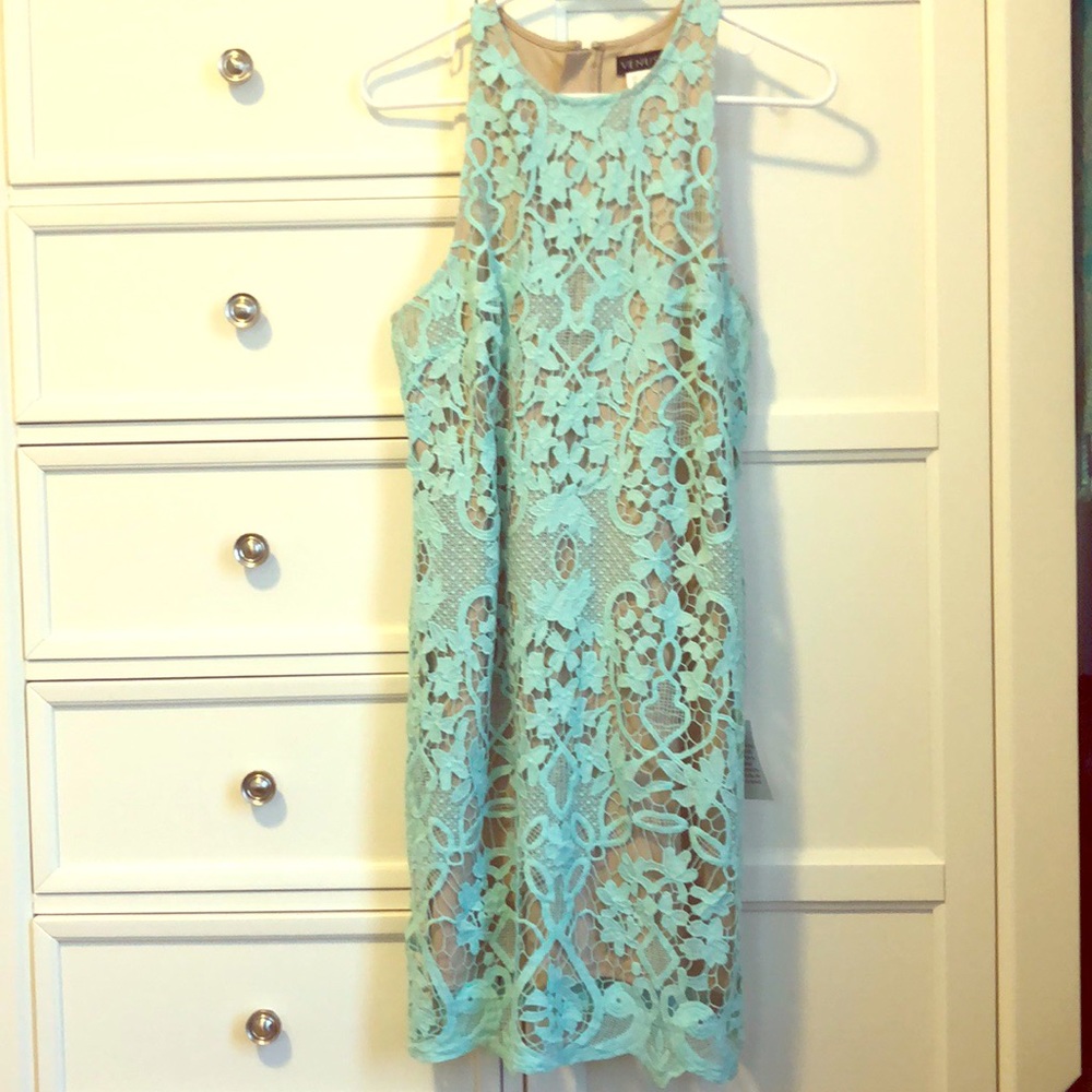 Bright mint lace dress